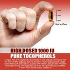 Vitamina E 1000 UI Ultra Tocoferol 450mg con los 4 Tocoferoles – Alfa, Beta, Gamma, Delta – d-Alfa Natural (180 Cápsulas)