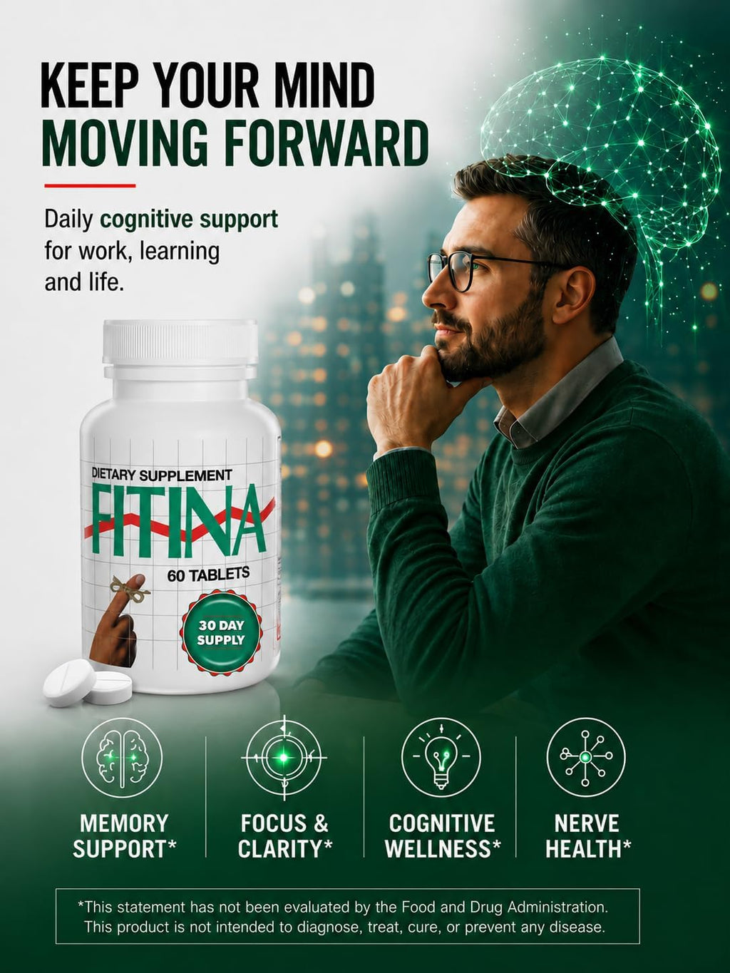 Fitina Complemento Cerebral con Vitamina B6 y Tiamina - 60 Comprimidos