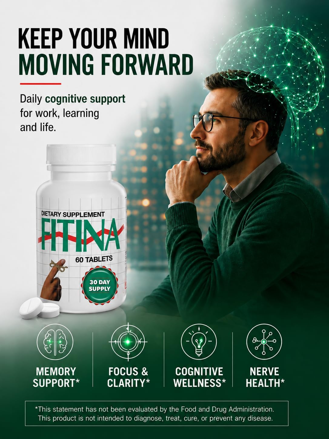 Fitina Complemento Cerebral con Vitamina B6 y Tiamina - 60 Comprimidos