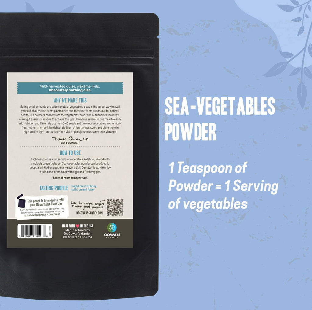 Dr. Cowan’s Garden Algas Marinas Salvajes - Polvo de Dulse, Wakame y Kelp - 20 Raciones
