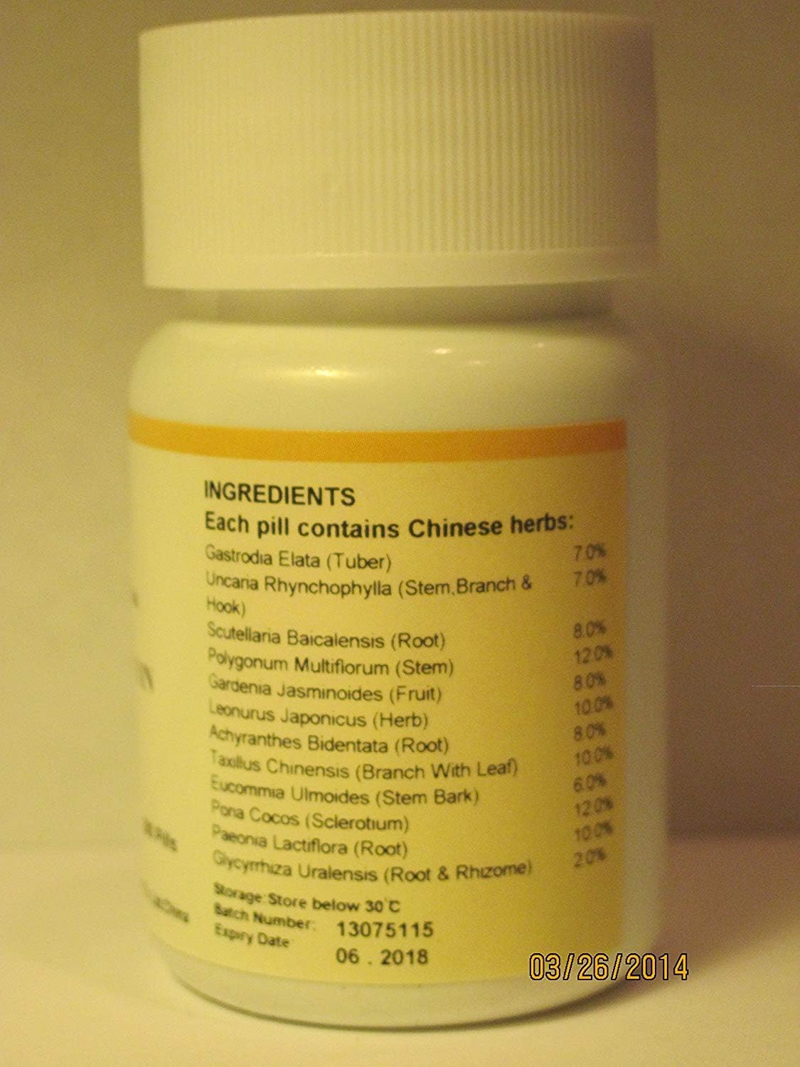 Tian Ma Gou Teng Yin - Gastrodia y Uncaria, 200 Cápsulas