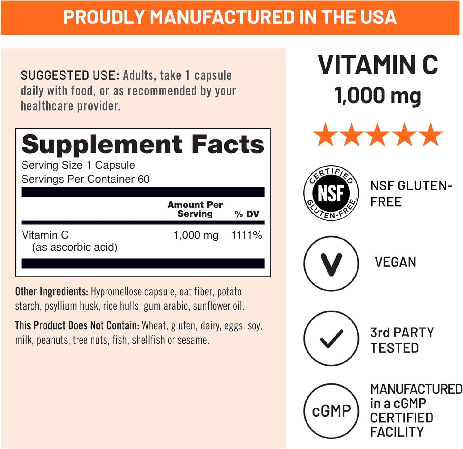 NatureWise Vitamina C 1000 mg - 60 Cápsulas Veganas