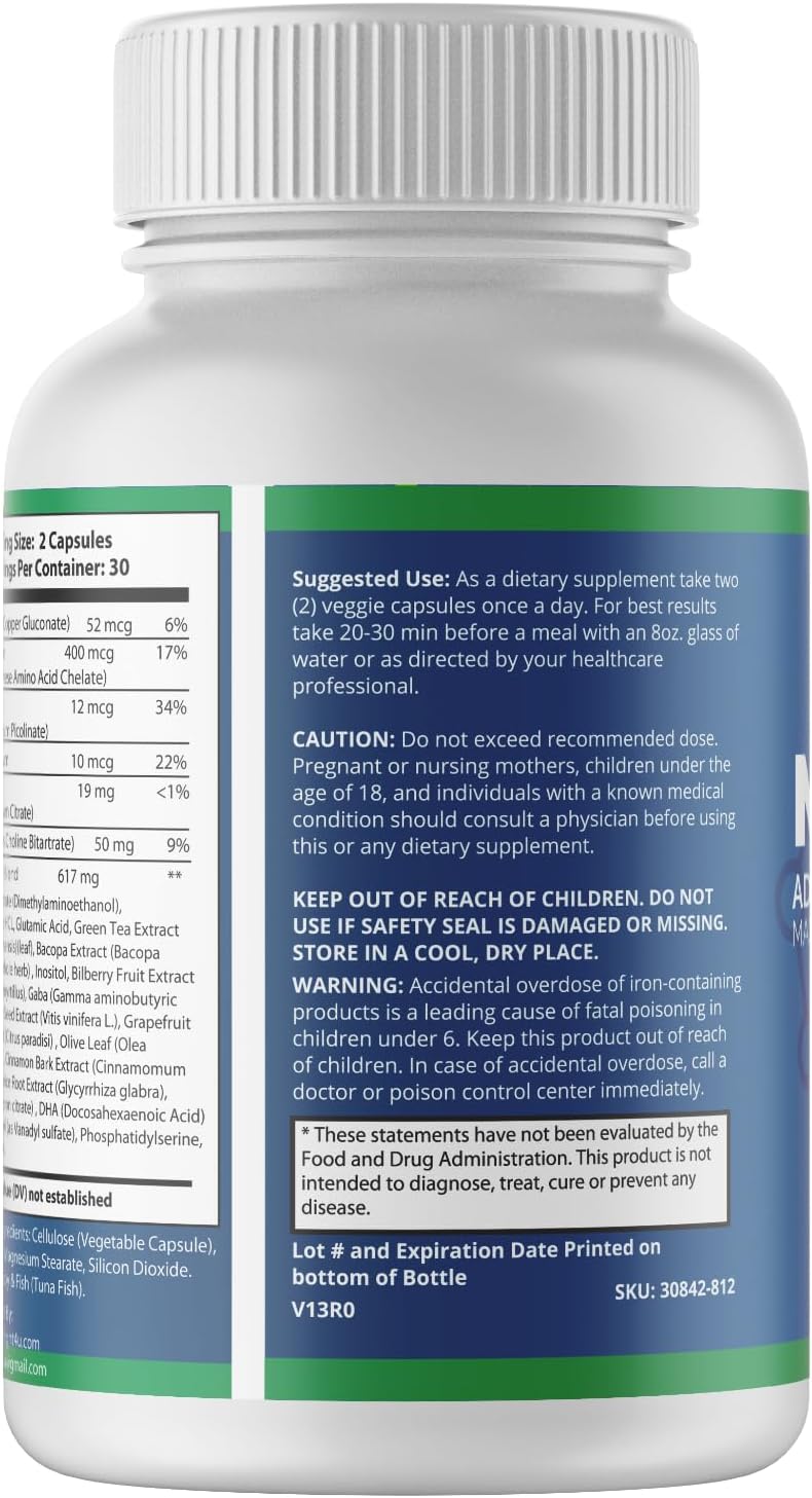 Neuronol Advanced Cognitive Formula - Suplemento para la función cerebral, 60 cápsulas