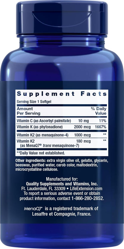 Life Extension Super K, 150 Cápsulas – Vitamina K2 como menaquinona-4 (MK-4): Presente en productos animales como – Image 2