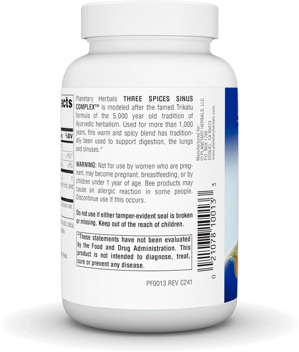 Planetary Herbals Soporte Sinusal Tres Especias, 90 comprimidos