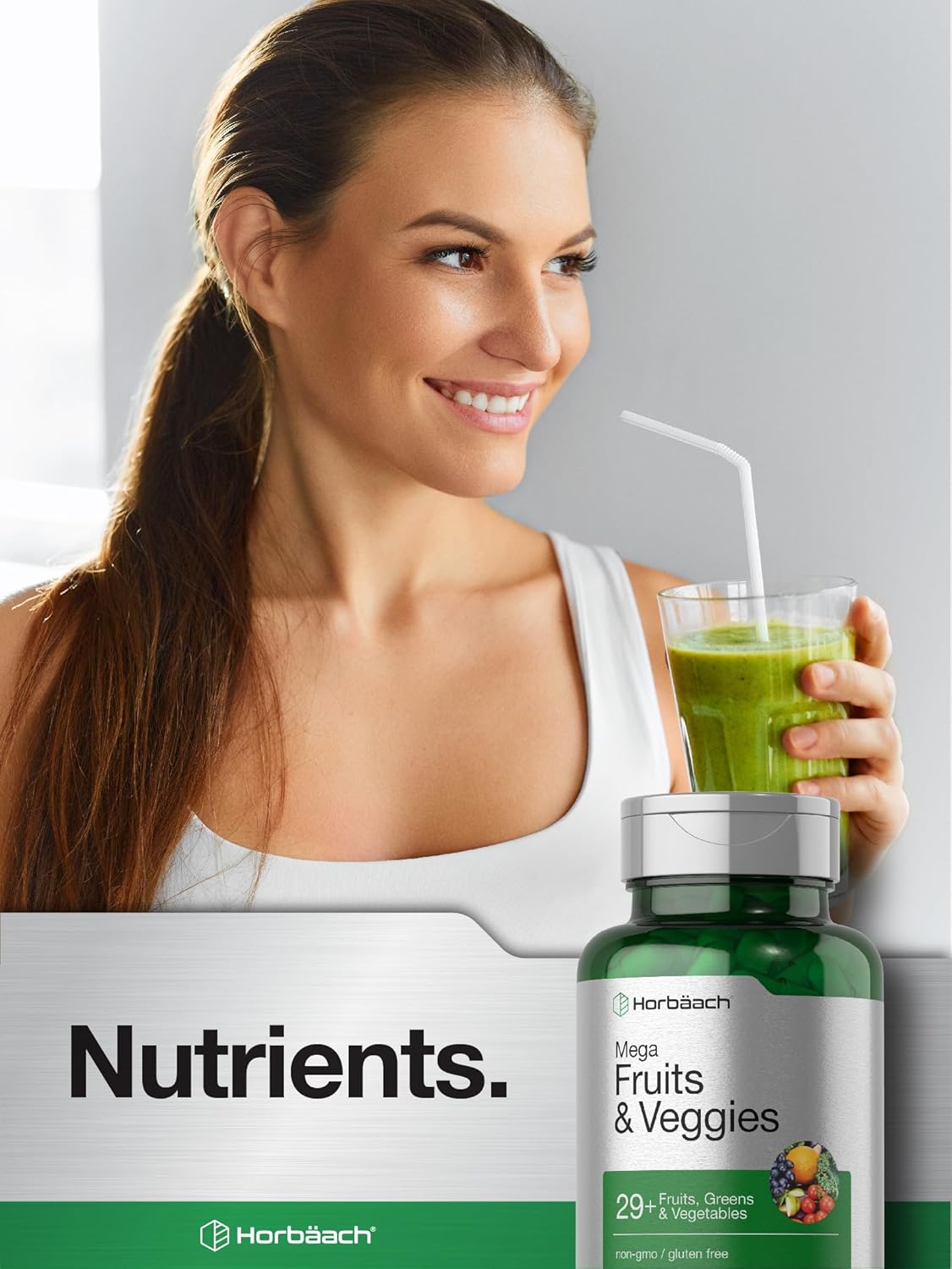Horbäach Mega Fruits and Veggies Suplemento | 100 Cápsulas | Vegetariano, No-GMO y Sin Gluten