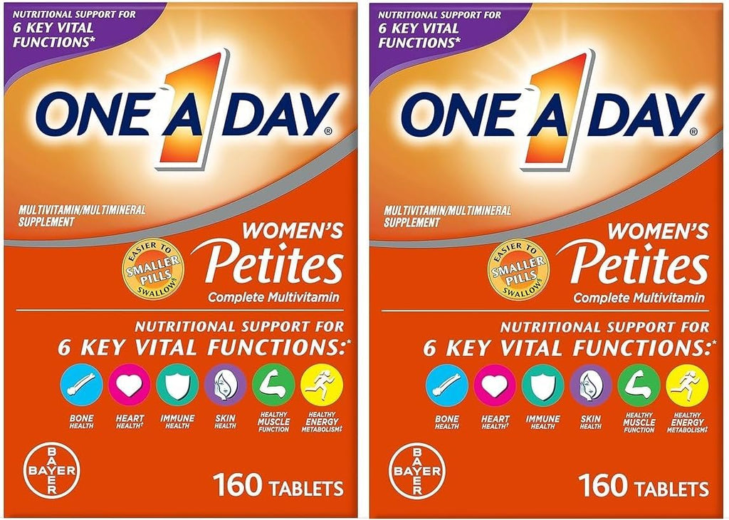 ONE A DAY Women's Petites Multivitamin with Vitamin A, C, D, E and Zinc, 160 Count (Pack of 2)