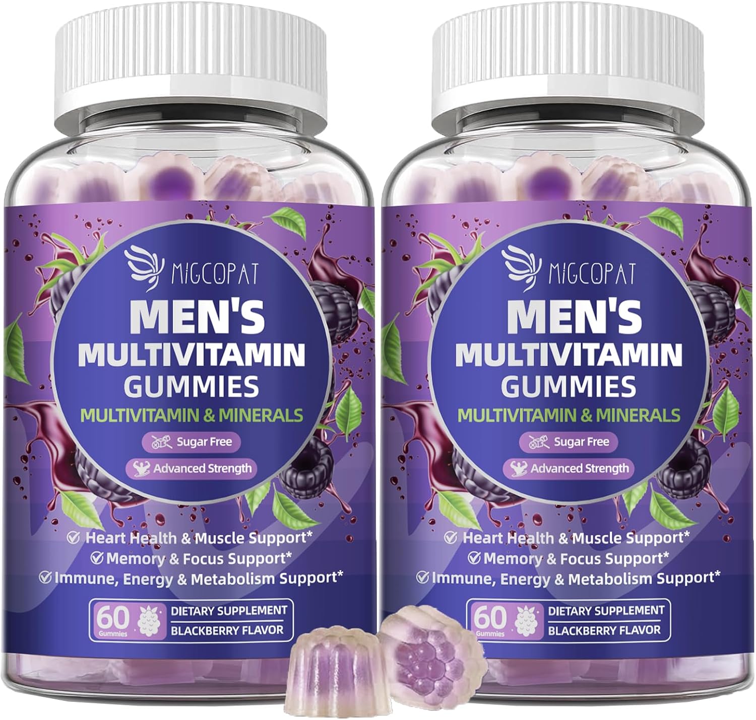 Multivitamínico para Hombres con Omega-3 y Probióticos - Gominolas sin Azúcar, Sabor Mora