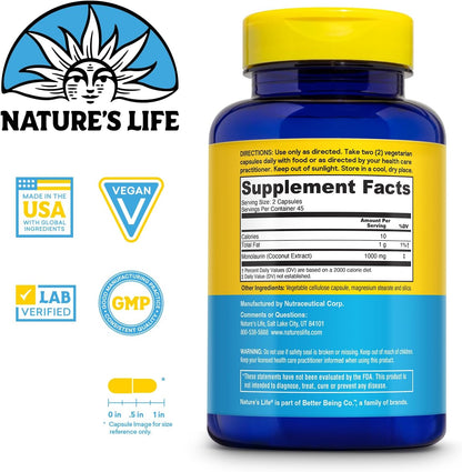 Nature's Life Monolaurin 1000 mg - 90 Cápsulas Vegetarianas – Image 2