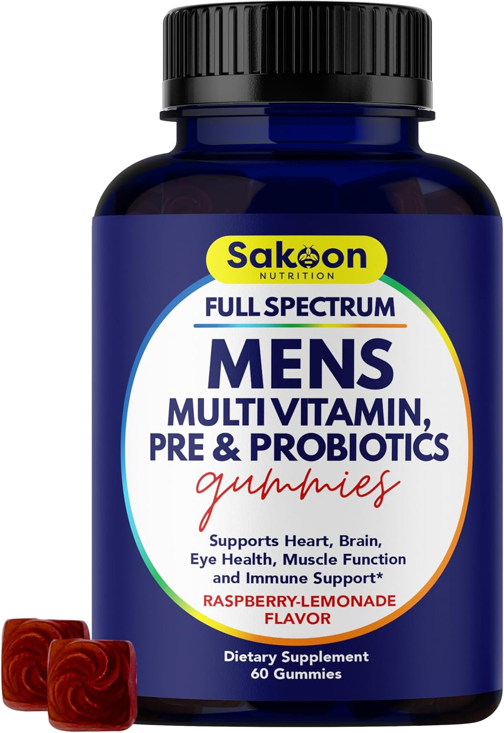 Sakoon nutrition Gominolas Multivitamínicas para Hombre con Probióticos y Prebióticos, 60 unidades