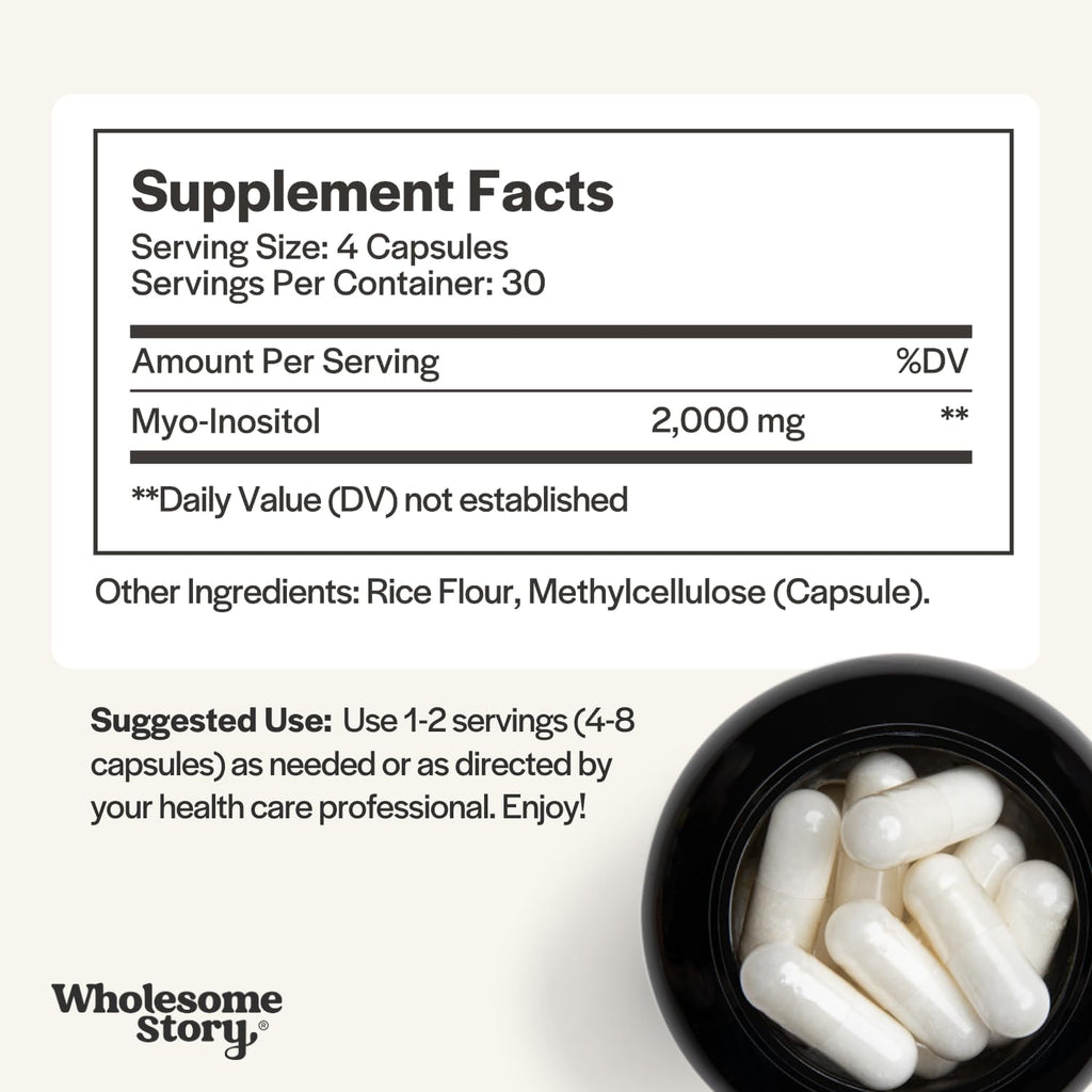 Wholesome Story Myo-Inositol 2000mg | 120 Cápsulas | Suplemento de Vitamina B8