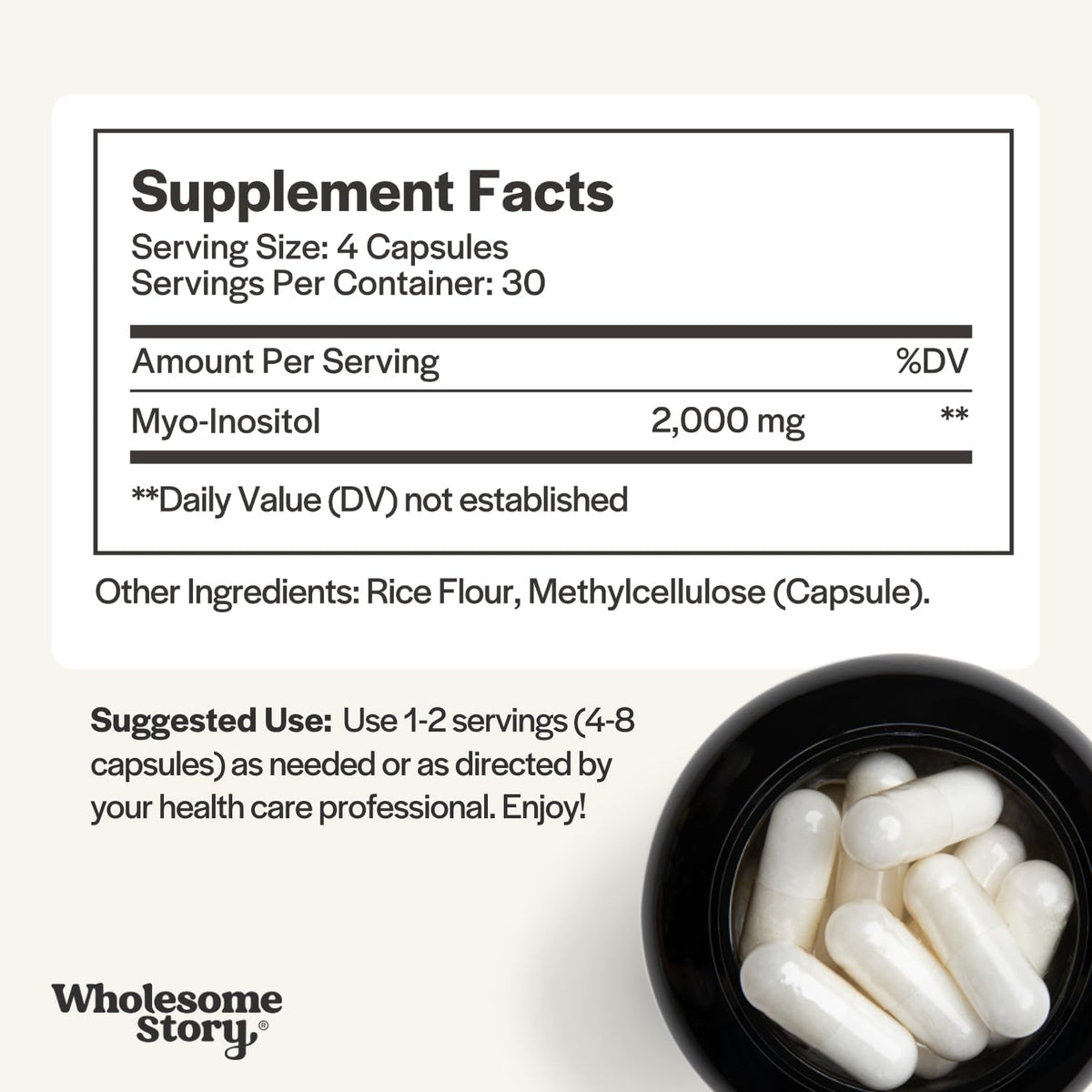 Wholesome Story Myo-Inositol 2000mg | 120 Cápsulas | Suplemento de Vitamina B8 – Image 3