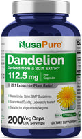 Cápsulas de Raíz de Diente de León, 112,5 mg, 200 Cápsulas Veganas - NusaPure