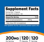 Nutricost 5-HTP 200mg, 120 Cápsulas Vegetarianas (5-Hidroxitriptófano) - No GMO y Sin Gluten