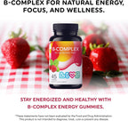 LIVS Complejo B Gummies con B12, Biotina, B3, B6 y Vitamina C para Niños y Adultos – Sabor Fresa (45 unidades)