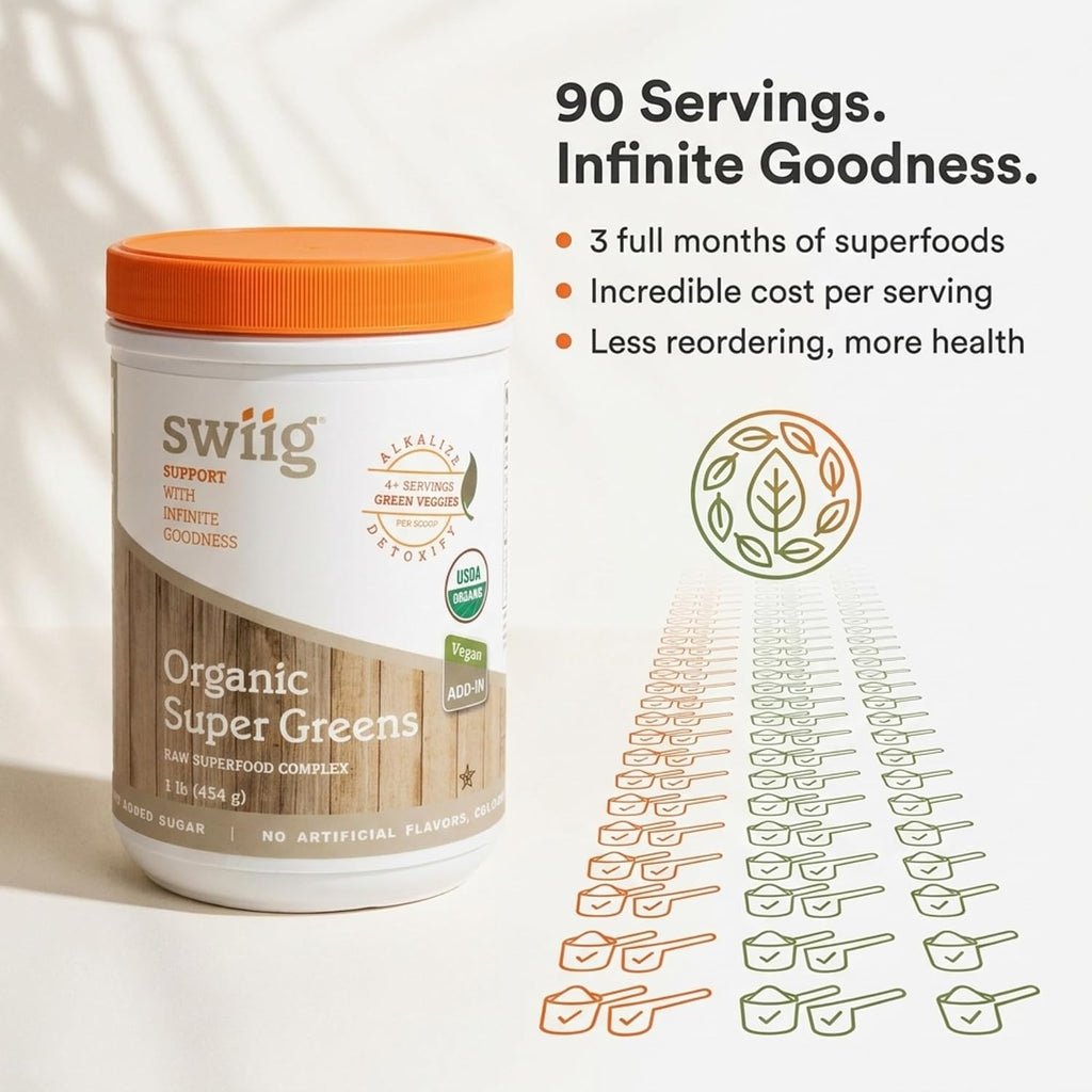 swiig Organic Super Greens Powder - 454 g (90 porciones)