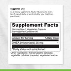 DAVINCI Labs DHEA Micronized 25 mg - 90 Vegetarian Capsules - Gluten Free