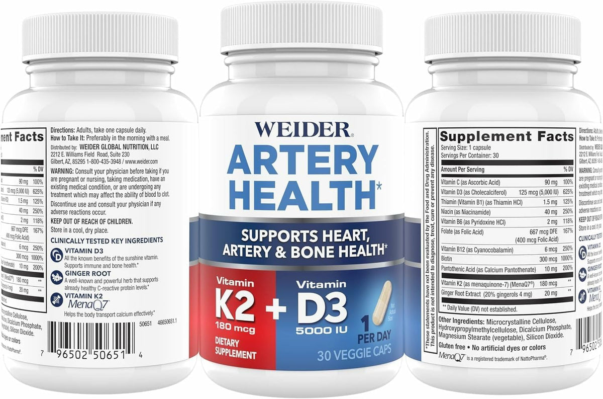 Weider Artery Health - Salud Arterial y – Vitamina K2 como menaquinona-7 (MK-7): la forma más biodisponible y de – Image 7