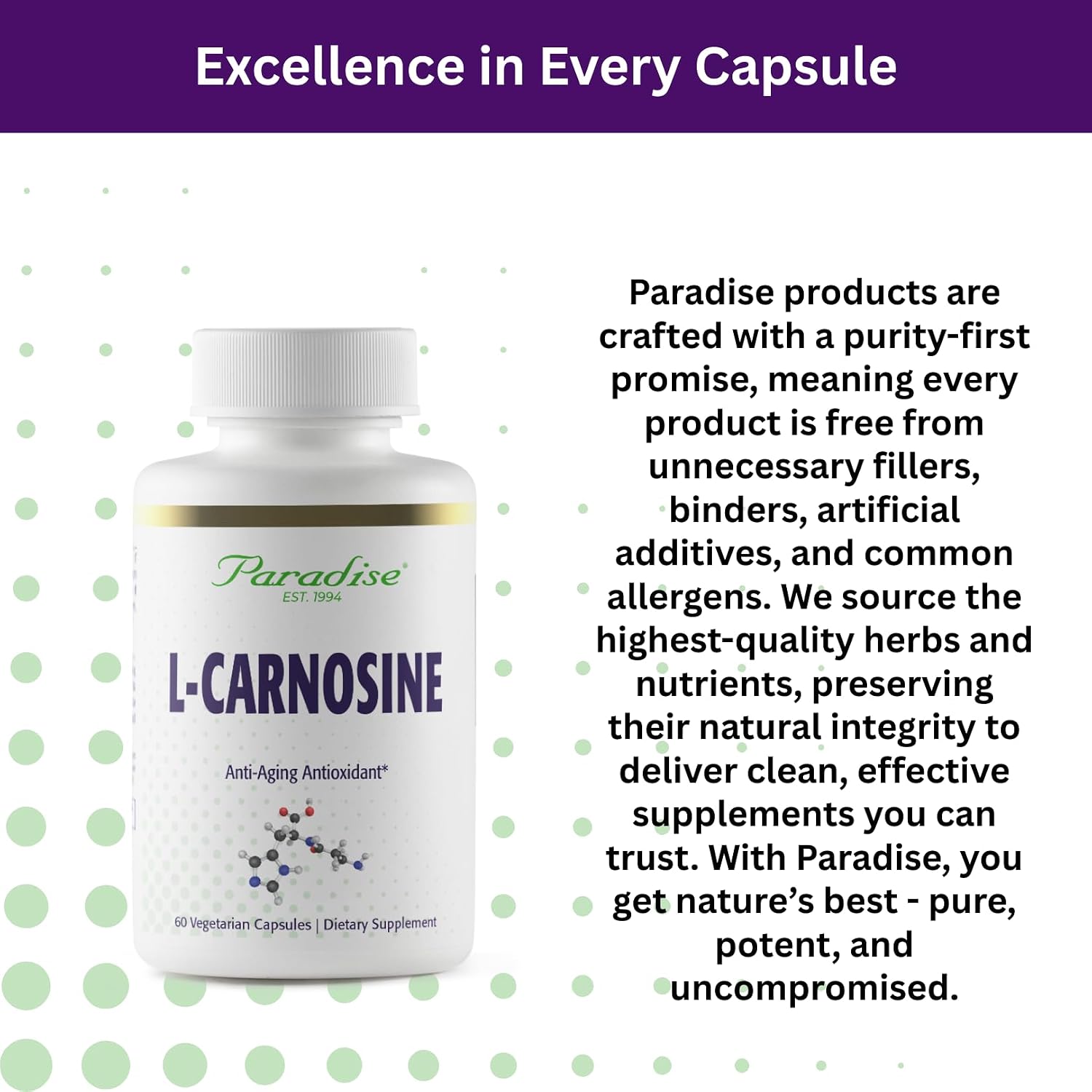 L-Carnosine de Paradise Herbs, 60 Cápsulas Vegetales