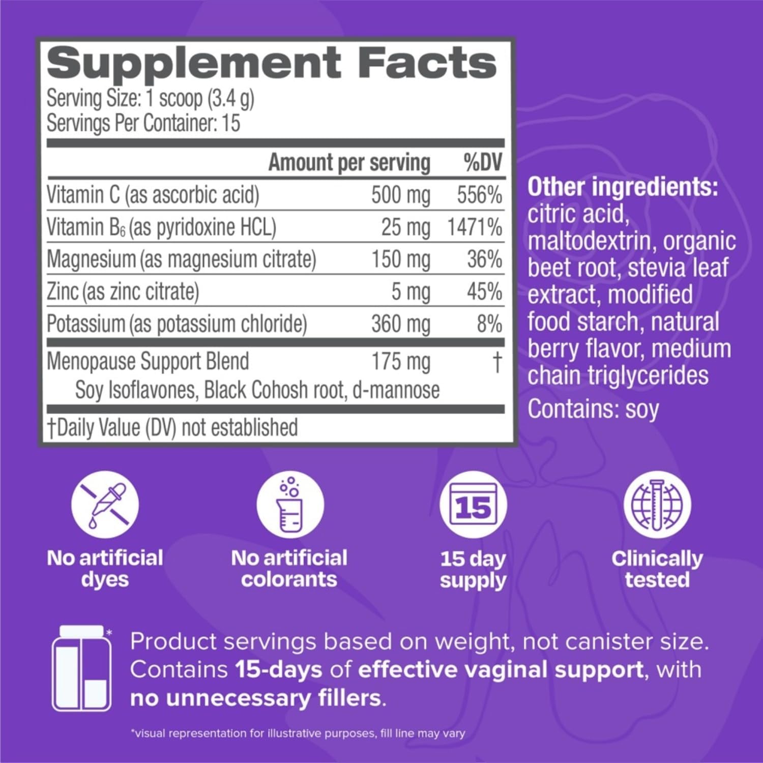 Cystex Menopause Support Powder - Mezcla en polvo con electrolitos para el apoyo diario durante la menopausia - Sabor a bayas - 15 porciones