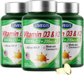 Cápsulas blandas de Vitamina D3 10000 UI con K2 (MK-7) 200 mcg y aceite de coco - 3 Paquetes (270 unidades)