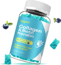 Gominolas de Biotina con Colágeno, Queratina y Ácido Hialurónico - 60 Gominolas Sabor Arándano