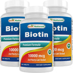 Best Naturals Biotina (Vitamina B7), 10.000 mcg - 365 Comprimidos (Paquete de 2)