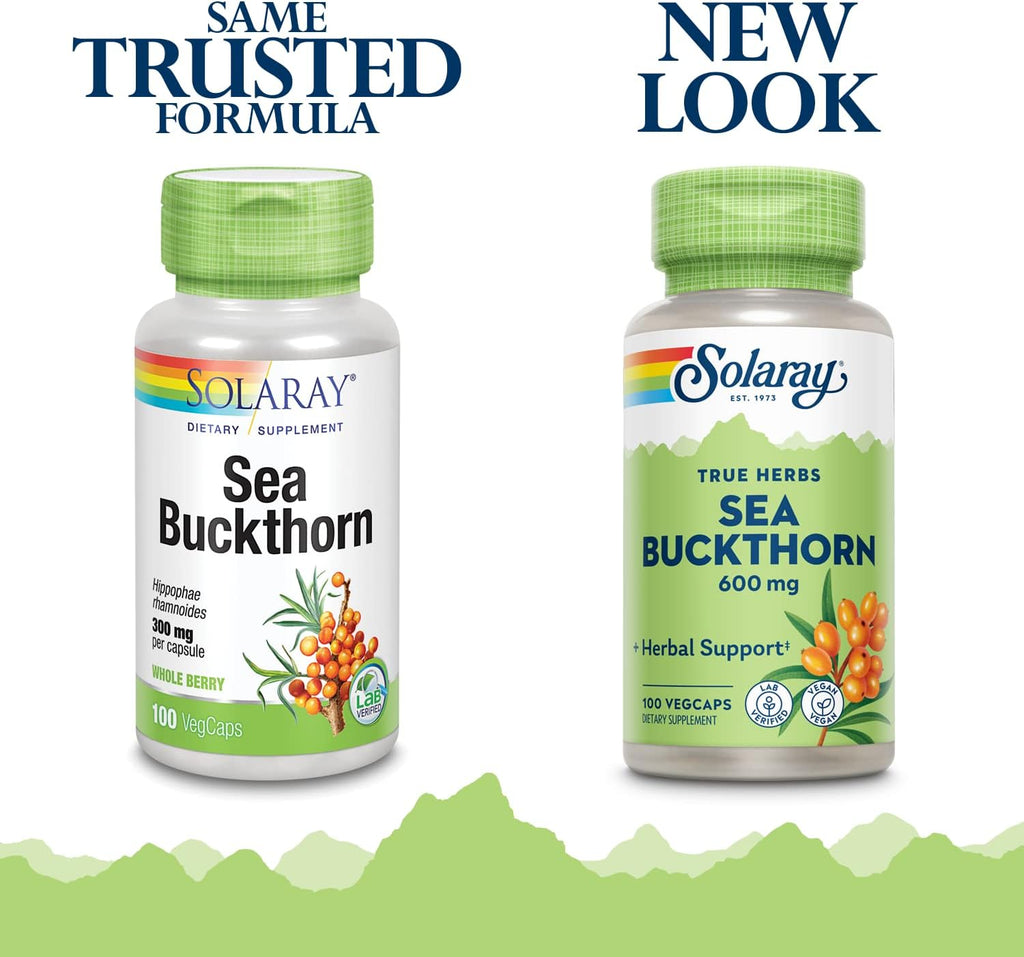 Solaray Espino Amarillo (Sea Buckthorn) 600mg, 100 Cápsulas Vegetales