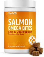 Pet MD Omega Bites de Salmón para Perros - Suplemento de Omega 3 y 6 con DHA y EPA - 60 Masticables