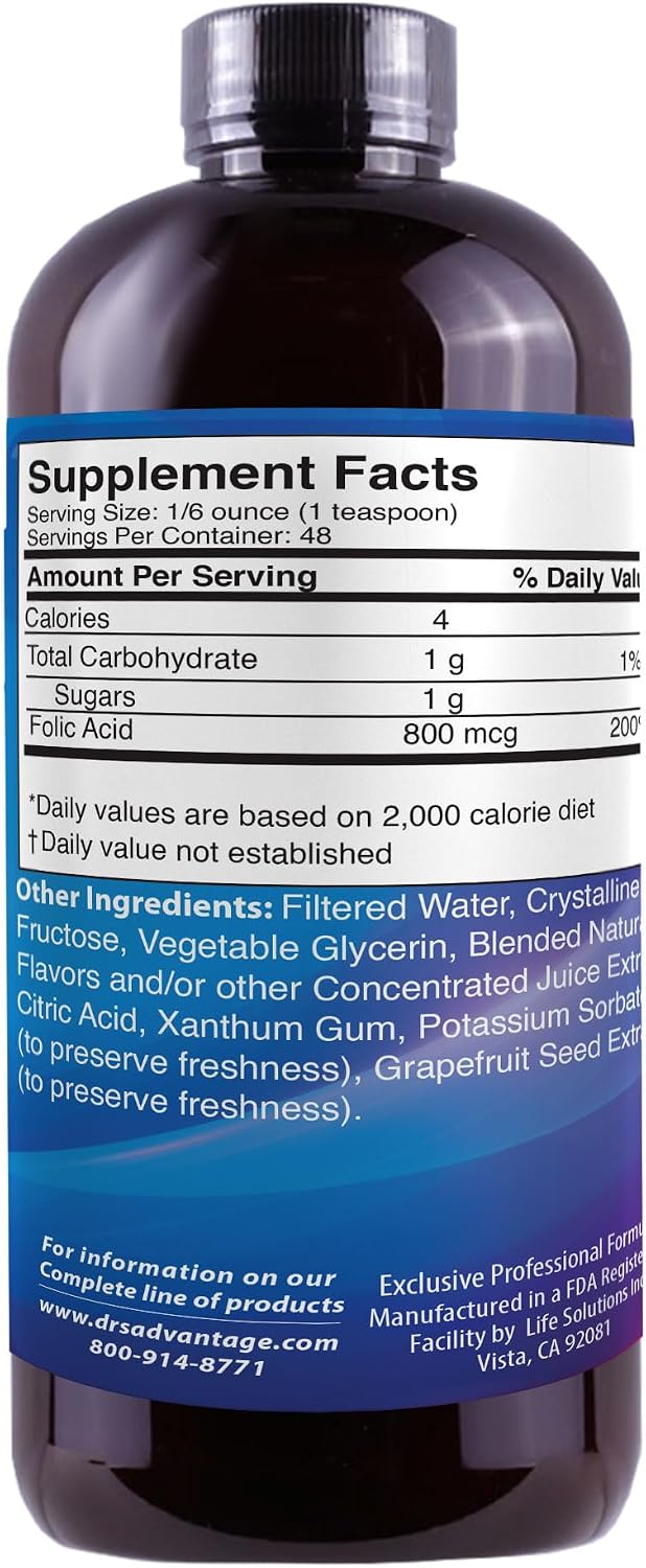 Ácido Fólico Líquido 800 mcg, 237 ml