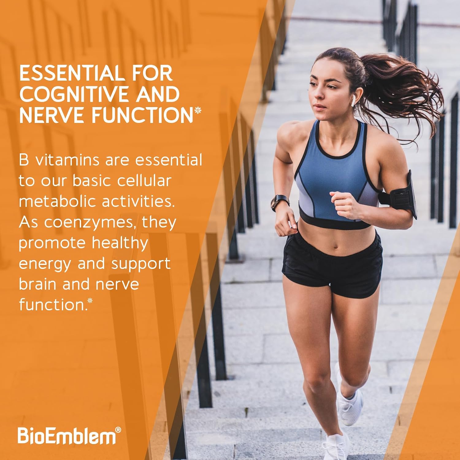 BioEmblem Complejo B Activo – 8 Vitaminas B con Metilfolato, Metil B12, Colina e Inositol – 90 Cápsulas Veganas