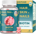 Gominolas de Biotina para Cabello, Piel y Uñas - Ficpoud - 60 Gominolas Veganas