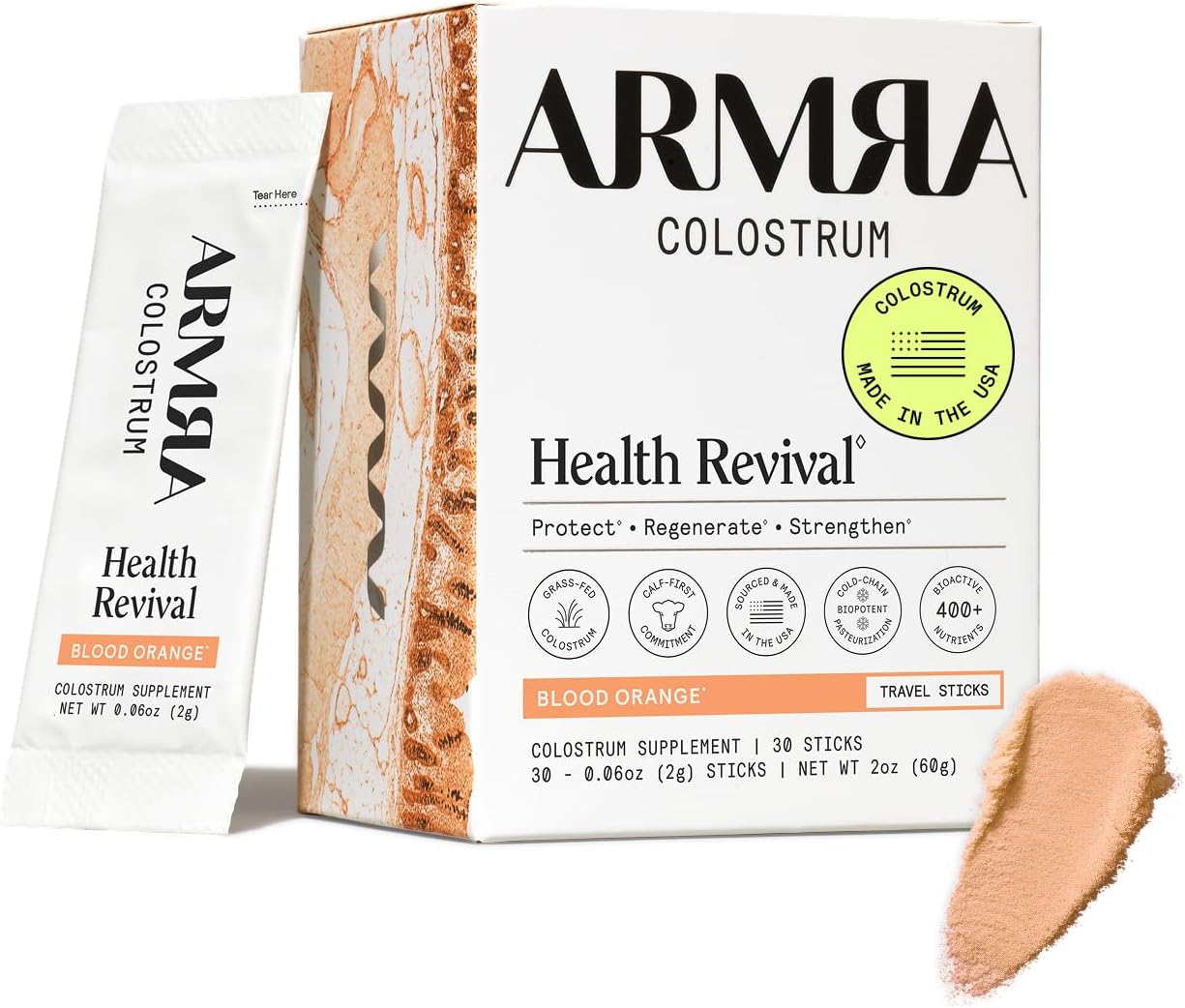 ARMRA Colostrum™ Powder - Sabor Naranja Sangre | 30 Dosis