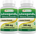 Best Naturals Extracto de Ashwagandha 500 mg - 120 Cápsulas (Pack de 2)