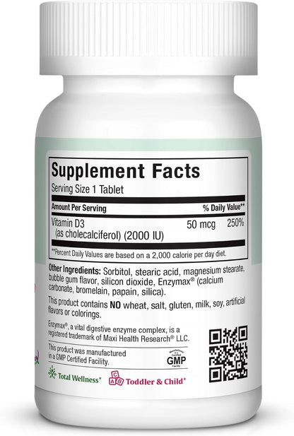 Maxi Health Vitamina D3 2000 UI Masticable - – El mantenimiento de los niveles normales de calcio en sangre. – Image 2