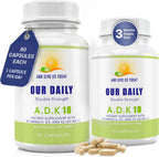 Daily Vites ADK10, Suplemento de Vitaminas A, D3 y K2-MK7, 180 Cápsulas (2 Envases de 90)