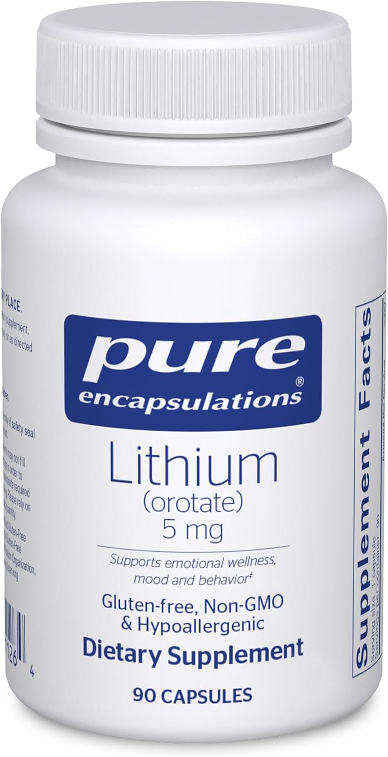 Pure Encapsulations Litio Orotato 5 mg con NAC - 180 Cápsulas