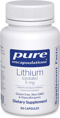 Pure Encapsulations Litio Orotato 5 mg - Suplemento para el Cerebro con NAC - 90 Cápsulas