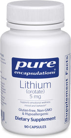Pure Encapsulations Litio Orotato 5 mg - Suplemento para el Cerebro con NAC - 90 Cápsulas