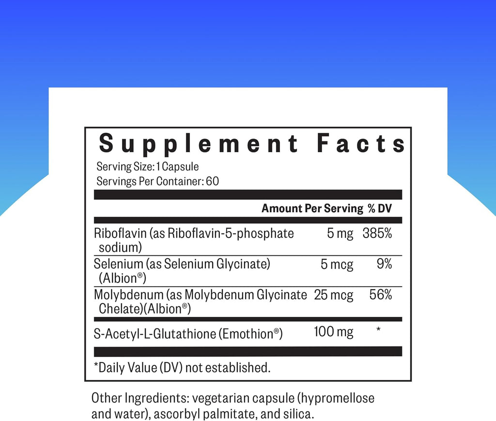 Seeking Health Glutathione Plus, 100 mg S-Acetil-L-Glutión con Cofactores, 60 Cápsulas Vegetales