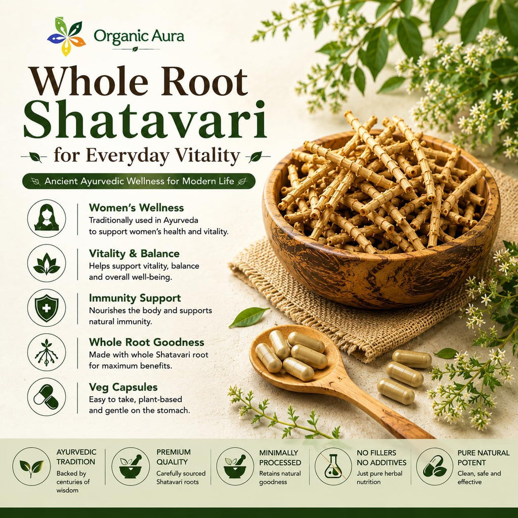 Cápsulas de Raíz de Shatavari en Polvo - Complemento Alimenticio para el Bienestar Femenino y la Vitalidad Diaria - 100% Puro y Natural, Vegano, Sin Gluten