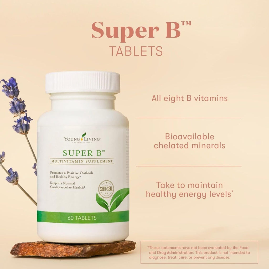 Young Living Super B Tablets - Vitamin B Complex with Minerals - 60 Tablets