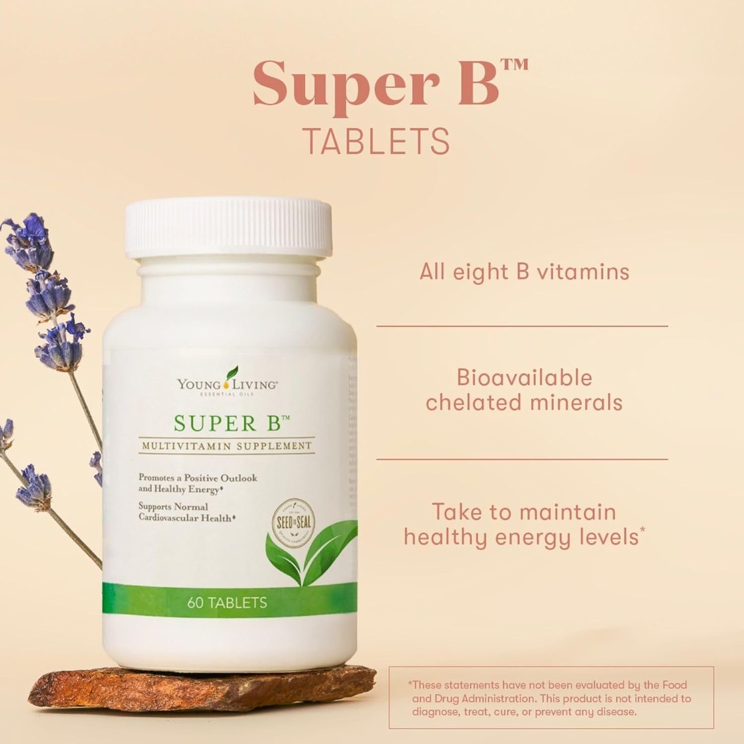 Young Living Super B Tablets - Vitamin B Complex with Minerals - 60 Tablets