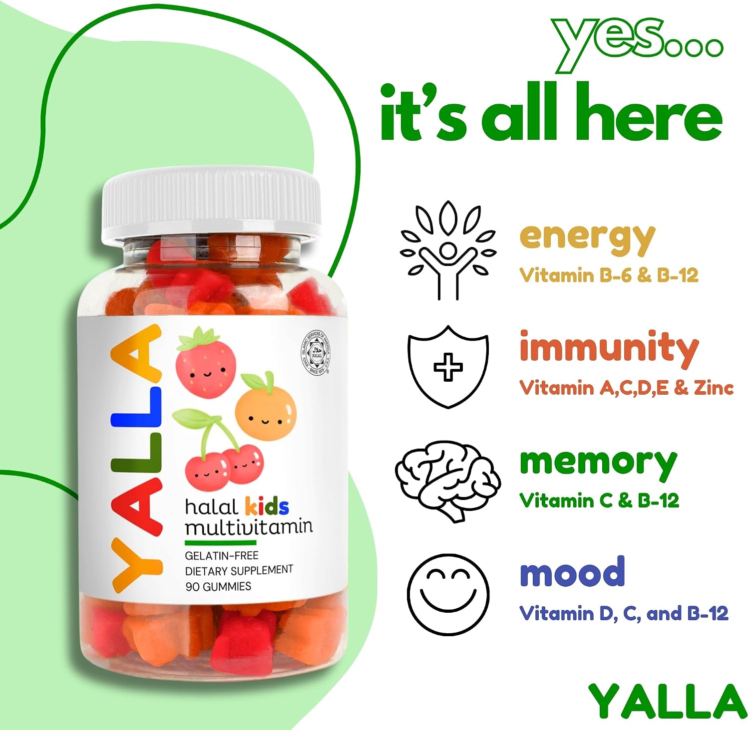 YALLA Gomitas Multivitamínicas Halal para Niños