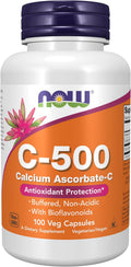 NOW Foods Vitamin C-500, Calcium Ascorbate with Bioflavonoids, 100 Vegan Capsules