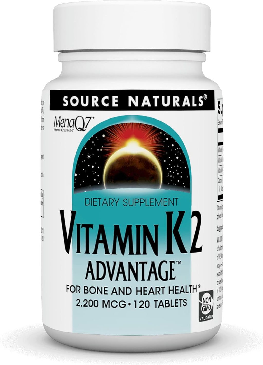Source Naturals Vitamina K2 Advantage, 2200 mcg - 120 Comprimidos