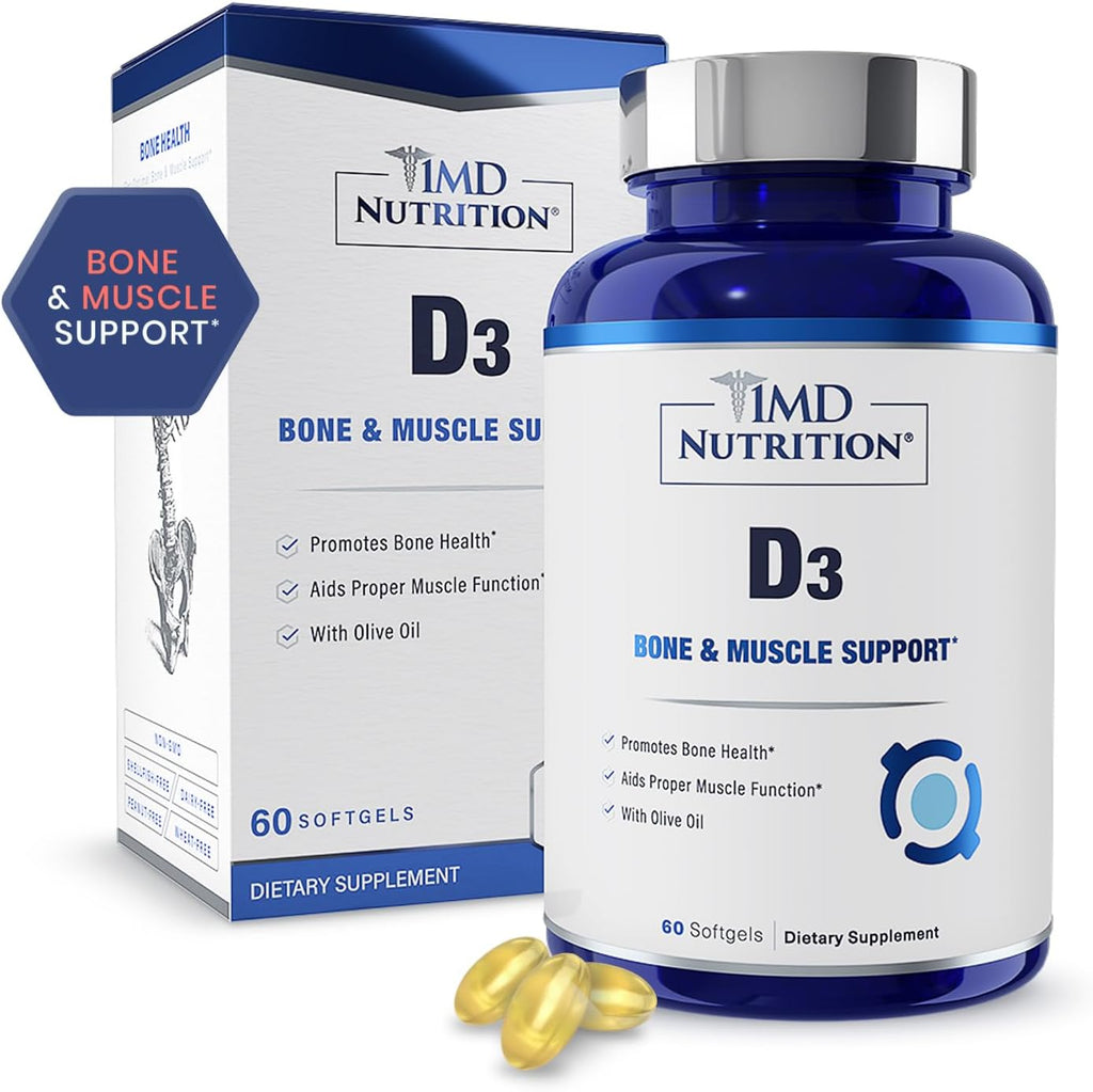 1MD Nutrition Vitamina D3 5000 IU – 60 Cápsulas Blandas – Salud Ósea e Inmunidad