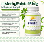Our Daily Vites L-Methylfolate 15mg – Metilfolato Activo 5-MTHF, 90 Cápsulas