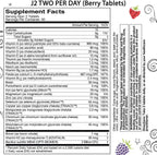 J2 Multivitamínico Masticable Dos al Día - Sabor Baya - 60 Comprimidos (30 Días)