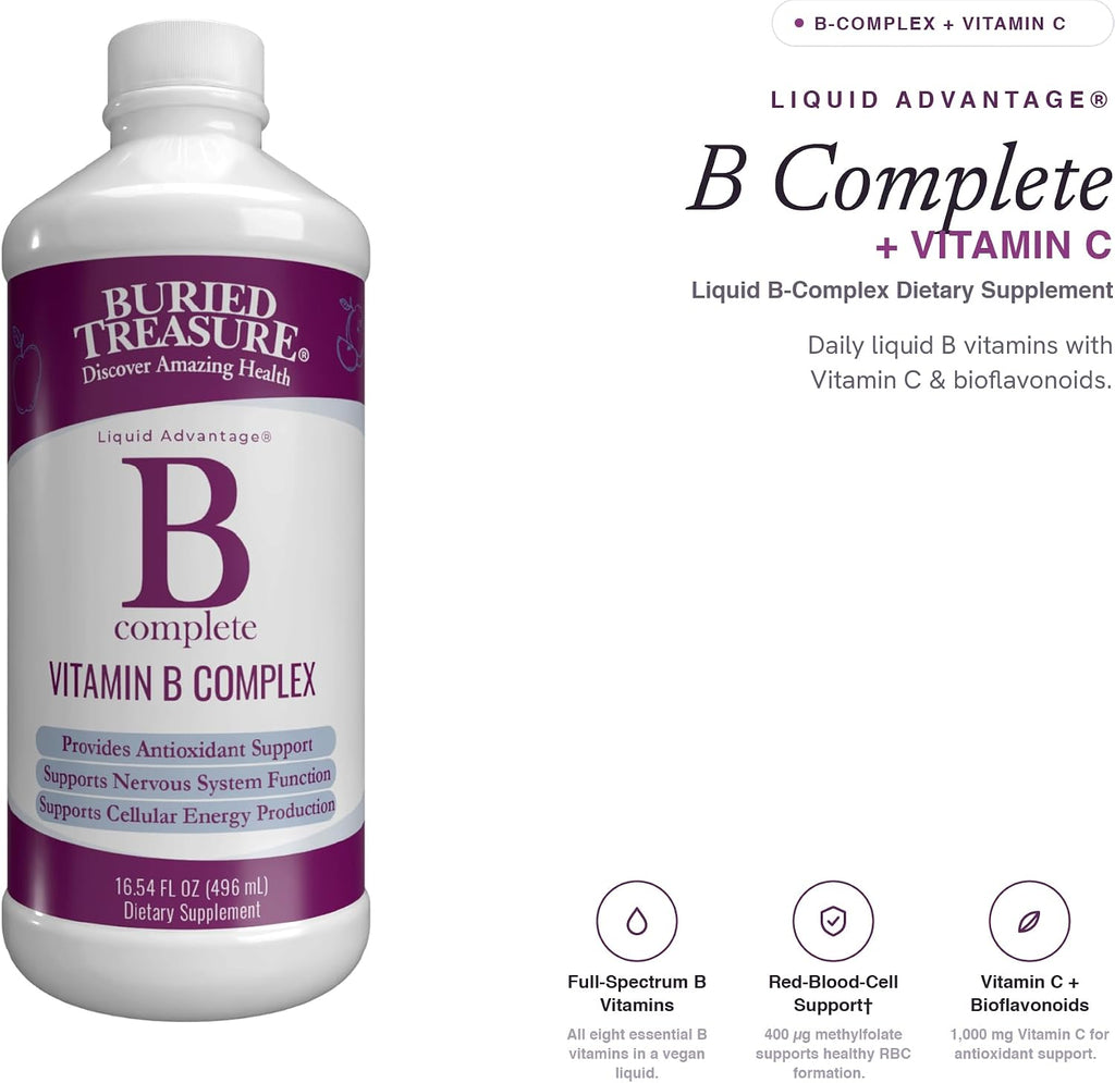 Buried Treasure B Complete, Complejo B líquido con vitaminas B metiladas, 473 ml
